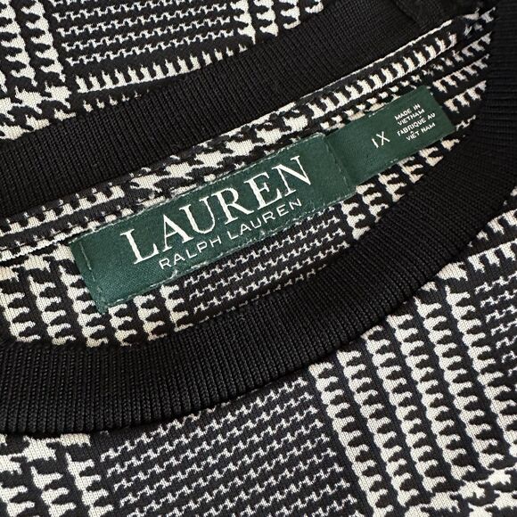 RALPH LAUREN Glen Plaid Short Sleeve Jersey Knit Top Sz 1X Plus Houndstooth - Picture 7 of 8